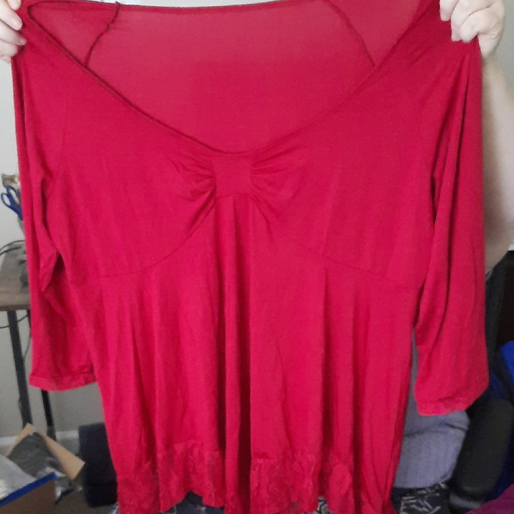 Red Long Sleeve Top